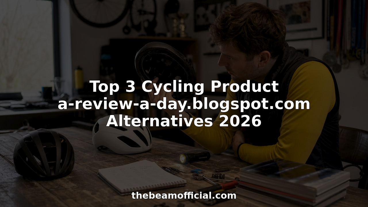 Cyclist inspecting multiple cycling helmets in workshop