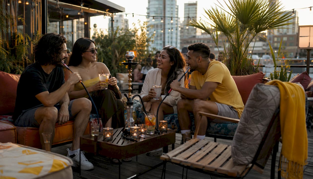 Cozy Calgary hookah lounge interior with customers