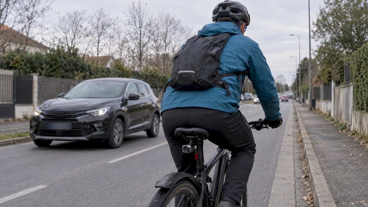 Caméra montée sous la selle du vélo