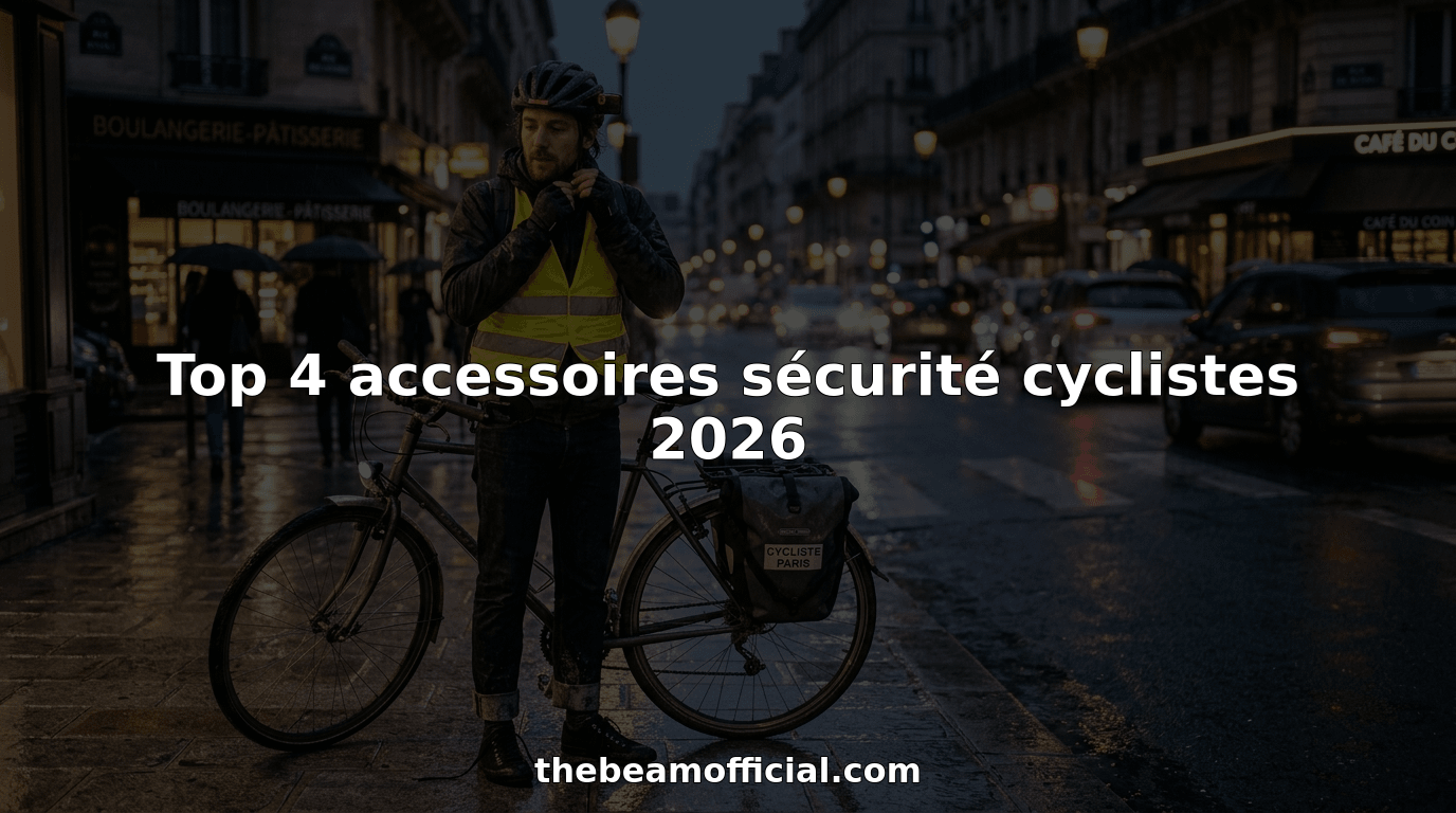 Un cycliste équipé d’un casque et de protections circule sur le trottoir en ville.
