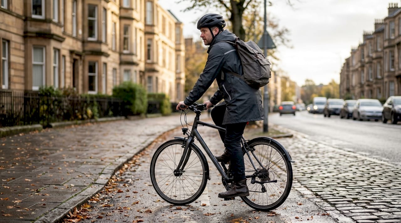 Un adepte du vélo en ville qui ne sort jamais sans son casque MIPS.