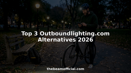 Cyclist comparing bike lighting alternatives park