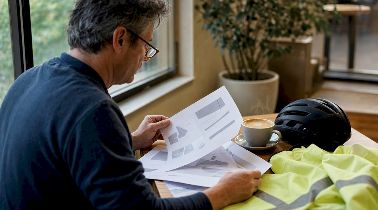 Une personne en train de consulter les normes de sécurité pour les casques de vélo