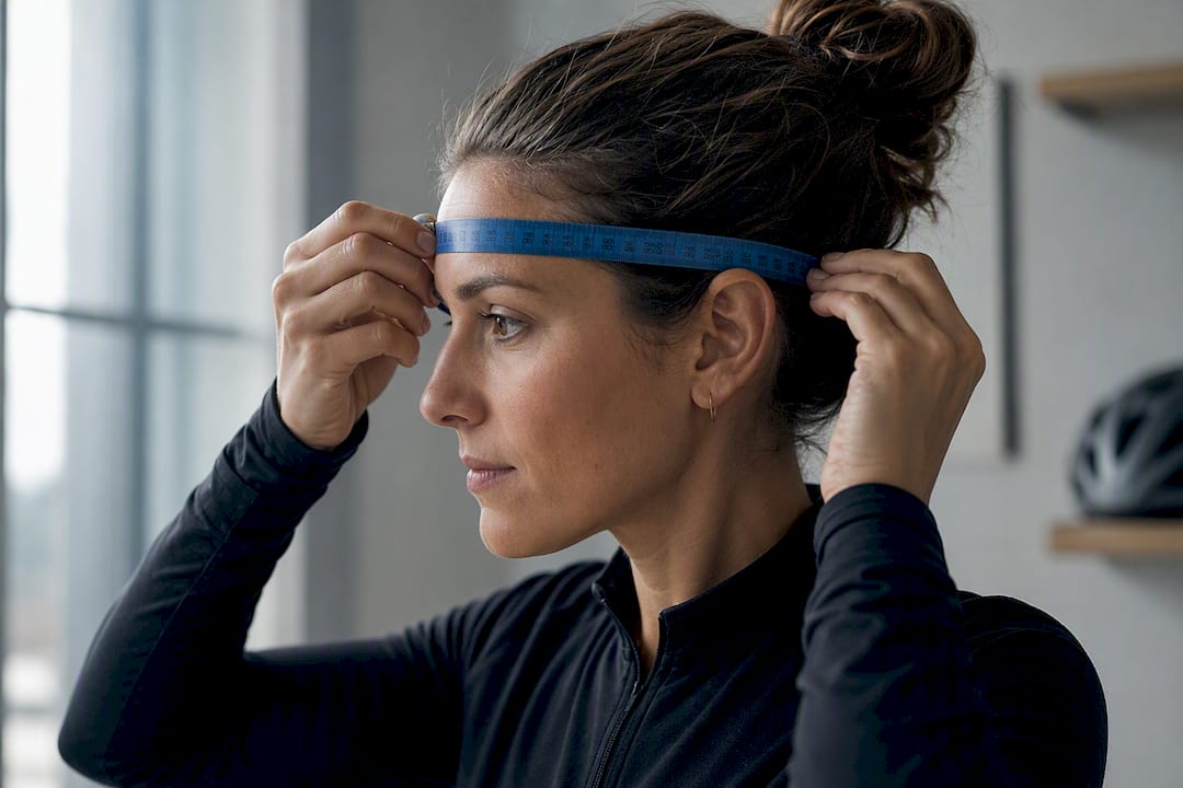 Cycliste qui mesure son tour de tête