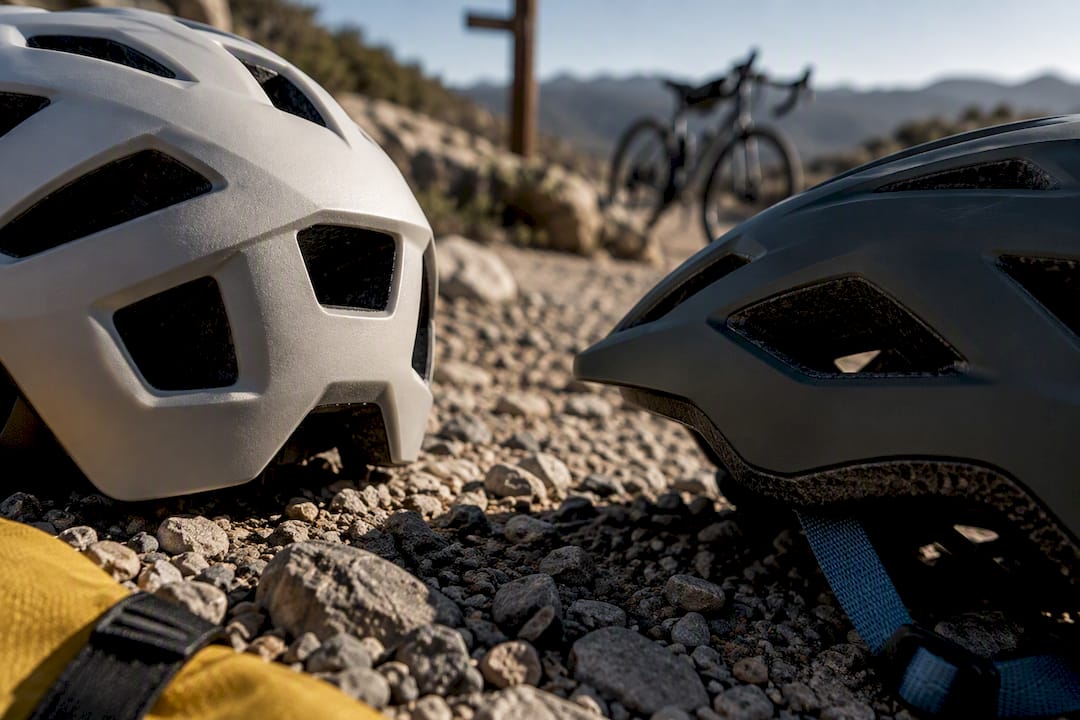 Helmet shell coverage above gravel surface
