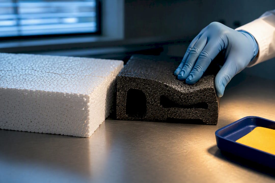 EPS and EPP foam samples under testing